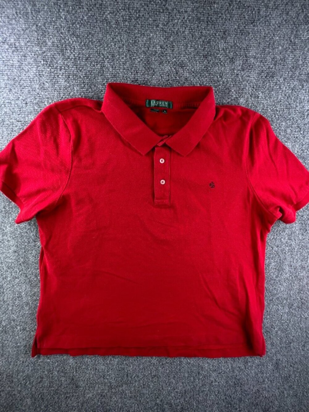 Lauren Ralph Lauren Women’s Red Polo Shirt XL Short Sleeve Cotton W Logo Ladies